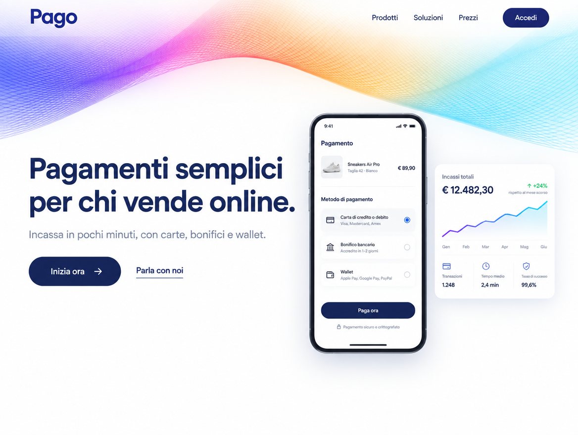 Hero del sito Pago, pagamenti online